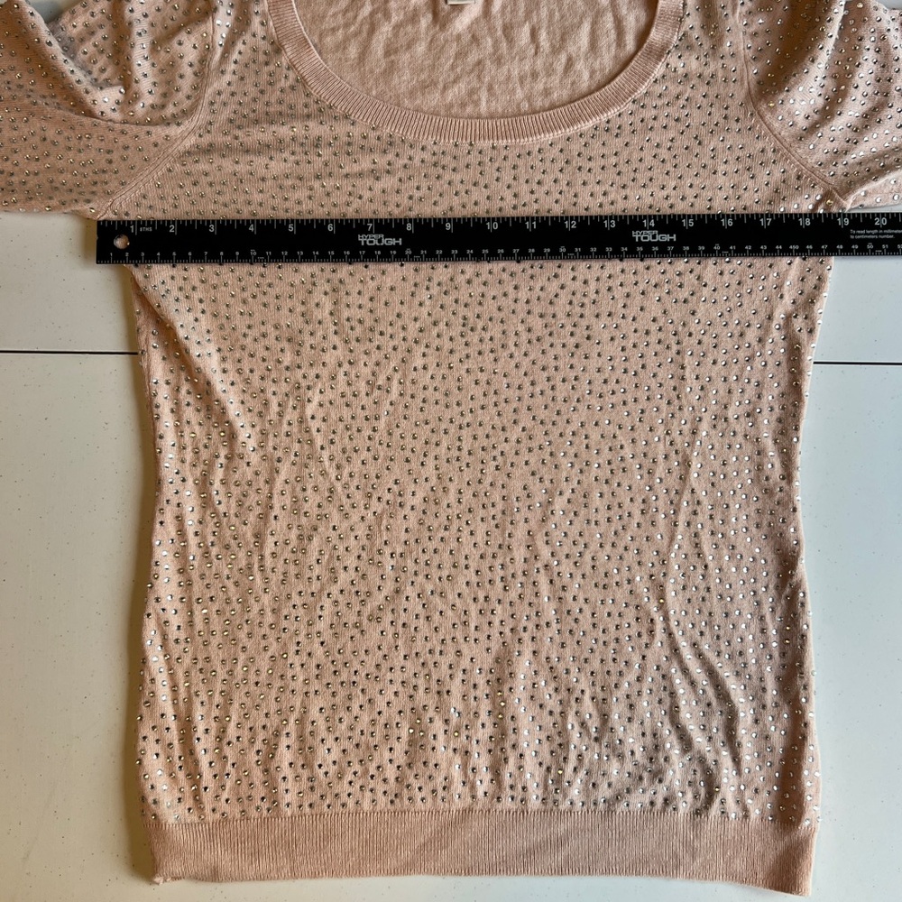 Boston Proper Pale Pink Studded Rhinestone Sweater Size M - Picture 9 of 11